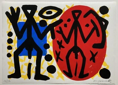 A.R. Penck, ohne Titel aus Lustgarten, 1993, Grafik, Siebdruck, signiert - Bild 1 von 3