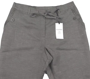 M&S Womens Marks and Spencer Classic Grey Linen Trousers Size 12 - Picture 1 of 9