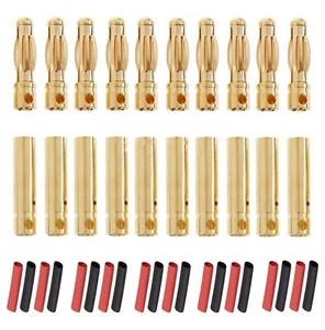 10 Paar 4mm Goldstecker Schrumpfschlauch Stecker Goldkontaktstecker 10x 4 mm - Bild 1 von 1