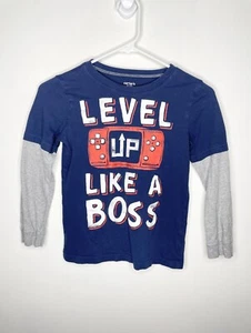 Carters Gaming Shirt Boys Size Small 8 Long Sleeve Blue Video Game - Picture 1 of 4