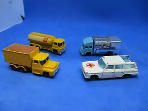 4 Vintage Husky GB Diecast trucks 1966/67 Studebaker, Refuse, Warrior & Shell ve - Picture 1 of 2