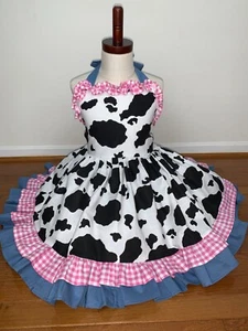 NEW Handmade Elegant Animal Cow Print Summer Halter Dress Size 5/6 Sample Sale - Picture 1 of 7
