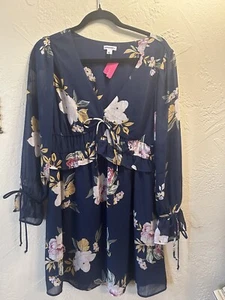 Xhiliration floral dress womens size XS navy blue NWT - Picture 1 of 9