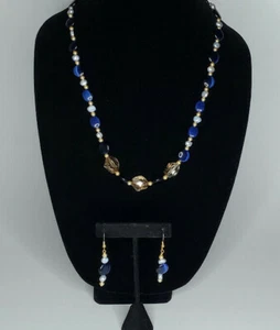 Swarovski crystal, faux pearl and cat's eye beaded necklace and earrings - Picture 1 of 3