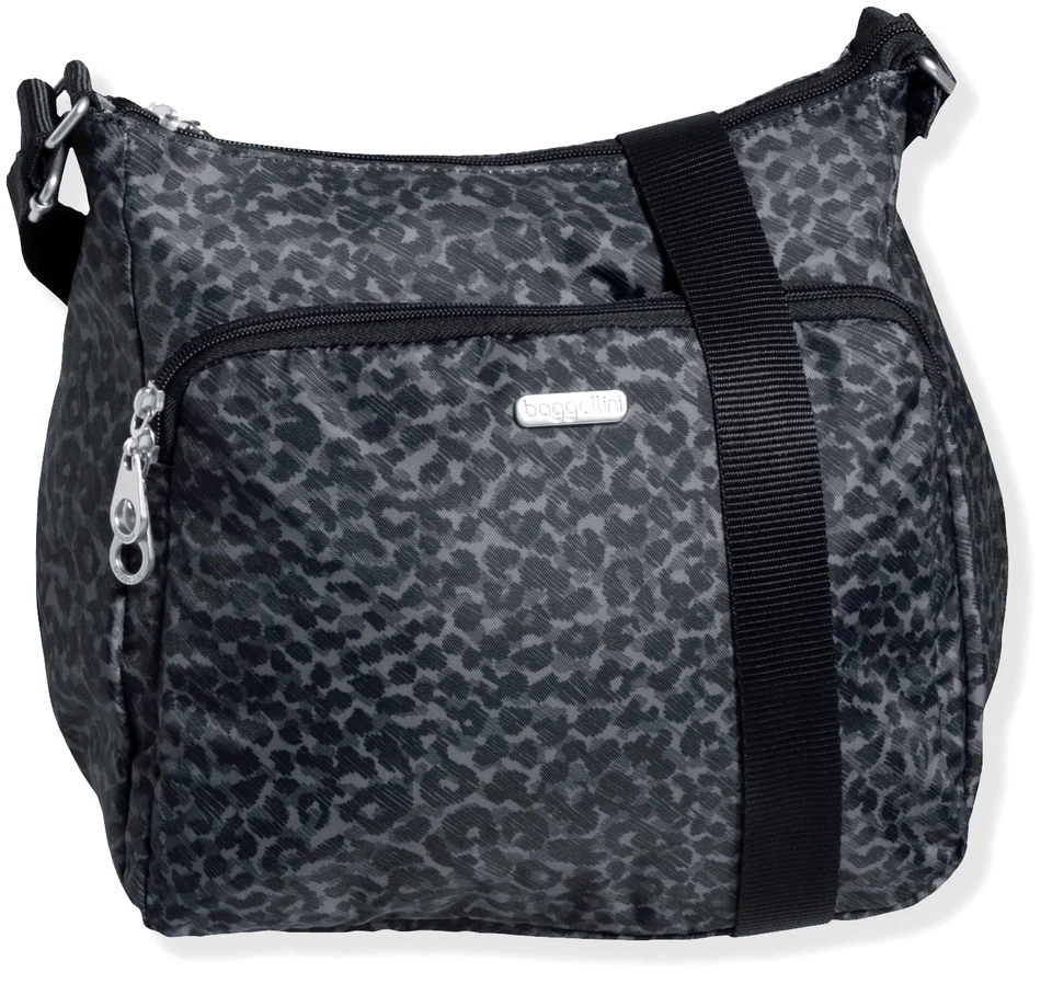 Baggallini Joey Large Hobo Bag / Purse -Womens Black Cheetah