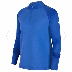 NIKE Womens Golf THERMA VICTORY Quarter Zip L/S Pullover DriFit Royal Blue NWT - Picture 1 of 2
