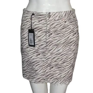 new PAIGE Denim Skirt, 27, Aideen, Gardenia/Rose, Zebra print, Raw/fringe hem - Picture 1 of 16