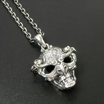 925 Пробы текстурированный череп с карнавал маска подвеска готический уникальный - Изображение 1 из 4