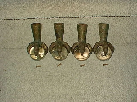 Antique Cast Iron Eagle Glass Ball Claw Parlor Table Feet Cover