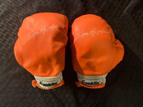 Vintage Rare Neon Orange Franklin Sugar Ray Leonard Kids Small Boxing Gloves Cover