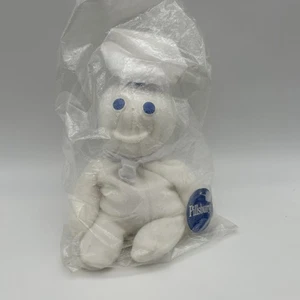 Peluche pupazzo giocattolo vintage 1997 Pillsbury Doughboy 8" Beanie Bean Bag sigillato nuovo con etichette - Foto 1 di 4