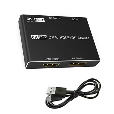 DisplayPort Splitter 8K DP to DP+HDMI Splitter 8K30Hz 4K120Hz MST SST HDR 4:2:0 - Image 1 of 4