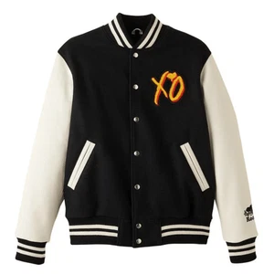 The Weeknd XO Kiss Land Letterman Varsity Jacket Wool & Leather Sleeves - Picture 1 of 4