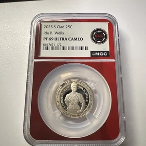 2025-S Clad Quarter 25C Ida B. Wells NGC PF69 Ultra Cameo - Picture 1 of 2