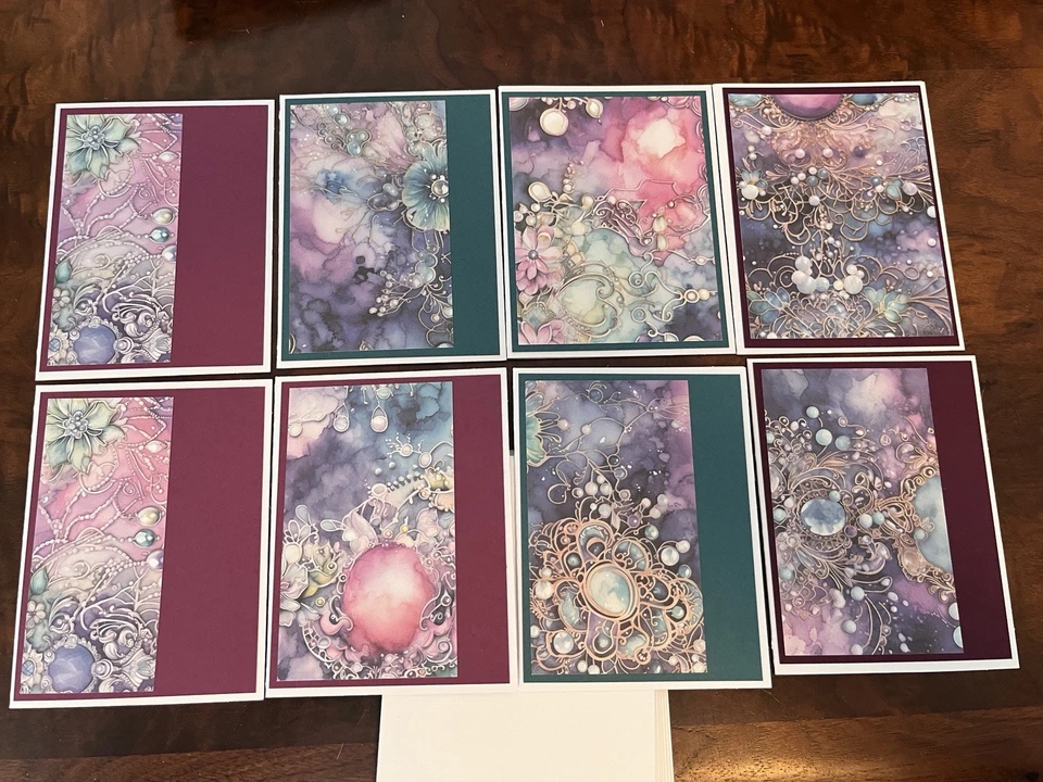 8 StampIn’ Up! inspired Greeting cards & Envelopes, blank inside A2 Gemstones Foto 1 de 1