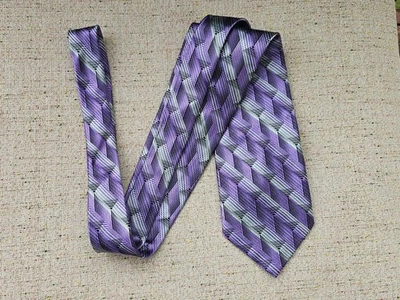 Joseph & Feiss Men Tie 100% Silk Necktie Classic Purple/Gray Tie - Image 1 of 4