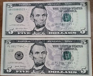**2 STARNOTES 1 $** $5 AU 2017-A  & 2021  - Picture 1 of 8