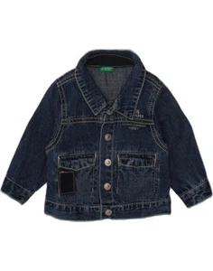 BENETTON Baby Boys Denim Jacket 6-9 Months Navy Blue Cotton XX05 - Picture 1 of 3