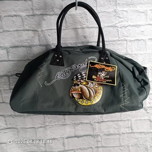 Borsone Ed Hardy Bulldog grigio nero con cinghie nuovo con etichetta. S11 - Foto 1 di 5
