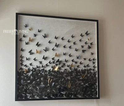 Wandbild Butterfly Schmetterling 3D eingerahmt schwarz Wohnkultur Wandobjekt neu - Bild 1 von 4