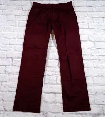Murano Wardrobe Essentials Flat Front Burgundy Chinos Mens Pants 32x34 - Image 1 of 4