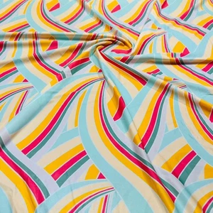 Abstract Pastel Rainbow print Spandex Fabric 4-way Stretch By Yard for swimwear - Picture 1 of 8