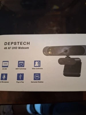 DEPSTECH 4K AF UHD Webcam DW49 Sony Sensor Autofocus DUAL MIC 30FPS 360 ROTATION - Image 1 of 3