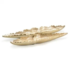 New John Richard Rippled Edge Long Metal Tray, Gold - Picture 1 of 4