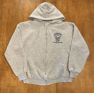 Vintage 70s Jerzees Russell Full Zip Hoodie Sweatshirt Connecticut Police Fits M - Picture 1 of 9