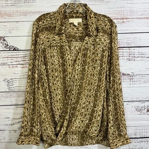 Michael Michael Kors animal snake Print size 12 long sleeve wrap style blouse - Picture 1 of 9