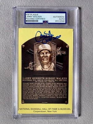 COLORADO ROCKIES- LARRY WALKER AUTOGRAPH HALL OF FAME PLAQUE CARD PSA SLAB - Image 1 of 2