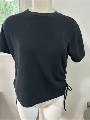 Jean Rag & Bone Negro S/S Cuello Redondo Top Lados de Encaje Talla S Foto 1 de 4