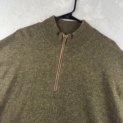 Свитер мужской Orvis XXL зеленый шерстяной четверть квадратного ярда на молнии имитация шеи замшевая отделка с потертостями - Изображение 1 из 4