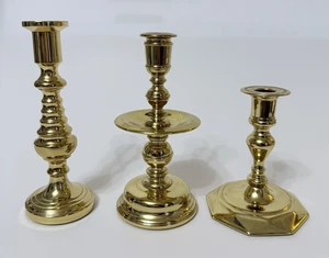 Set Of 3 Baldwin Heavy Skinny Taper Candlestick Holders  5" - 4.75" - 3.25" - Picture 1 of 5