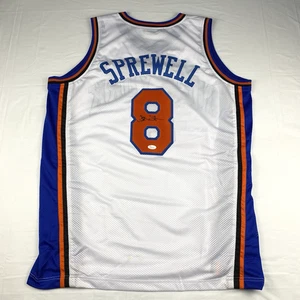 Camiseta Latrell Sprewell New York Knicks XL firmada certificado de autenticidad JSA WP493332 4x All-Star - Imagen 1 de 8