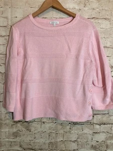 Habitat Sweater Womens Medium Powder Pink Boxy Cotton & Linen Pullover Artsy - Picture 1 of 11