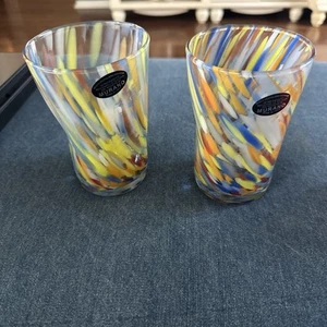 Murano Drinking Glasses 2 Confetti 5” NWT - Foto 1 di 7