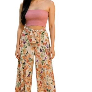 SET pantaloni SHORE rosa tubino palazzo tropicale taglia XS Resortwear nuovi con etichette prezzo al dettaglio consigliato dal produttore $256 - Foto 1 di 6
