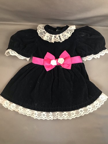 VETEMENTS Vestiti per bambola vestito in velluto nero con pizzo bianco e fiocco rosa per bambole 18 pollici