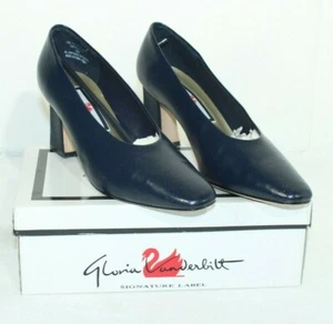 Gloria Vanderbilt Shoes Signature Label Mirage Navy High Heel Pumps Women 9M - Picture 1 of 10
