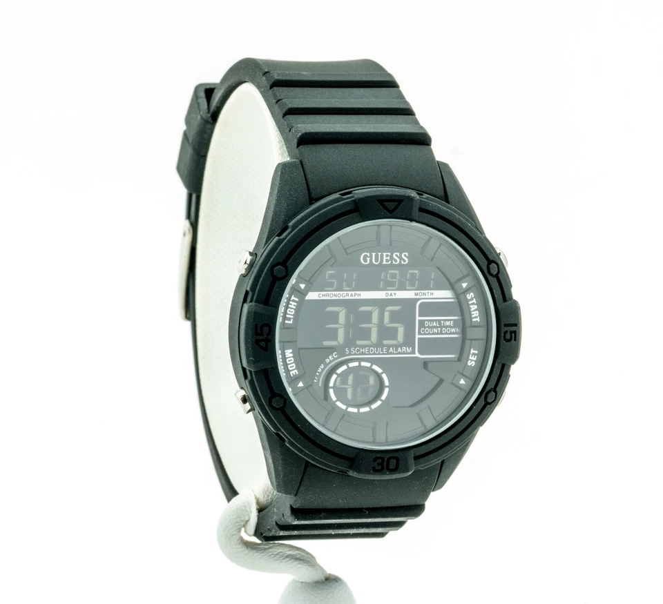 GUESS Digital Black Silicone Strap Watch 40mm U1281L2