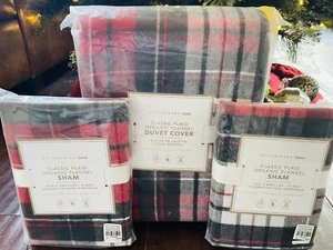 Pottery Barn Teen Classic Plaid Flannel Full/Queen Duvet Cover, Shams, Christmas - Picture 1 of 6