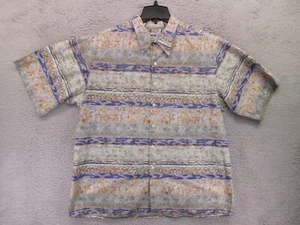Reyn Spooner Hawaiian Shirt Mens XL Cotton Abstract Art Striped Floral Green - Picture 1 of 8