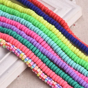 105pcs 7mm Rondelle Handmade Polymer Clay Spacer Beads For Jewelry Making Lot - Picture 1 of 12