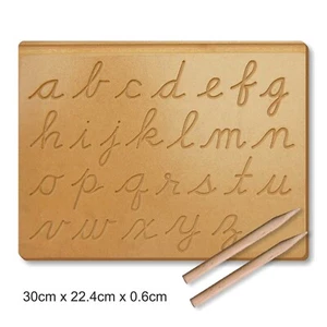 Tablero de trazado de alfabeto de madera cursiva práctica de escritura a mano Montessori juguete para niños - Imagen 1 de 4