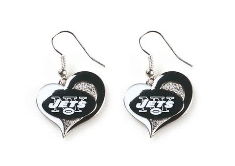 New York Jets Swirl Heart Earrings NFL New Cover
