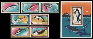 Mongolei 1990 - Mi-Nr. 2141-2147 & Block 150 ** - MNH - Wale / Whales - Bild 1 von 1