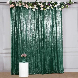 HUNTER GREEN 8 ft x 8 ft Sequined Backdrop Curtain Party PhotoBooth Decorations - Picture 1 of 8