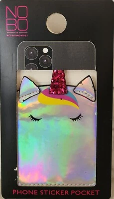 NOBO Iridescent Unicorn Phone Sticker Essentials Pocket ~ NEW - Image 1 of 3