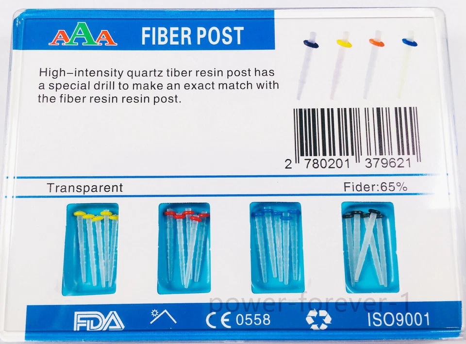 50packs Dental AAA Fiber Post Resin High-intensity Screw Thread Glass 4 Drills